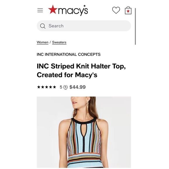 INC International Concepts Striped Knit Halter Top - Picture 5 of 7